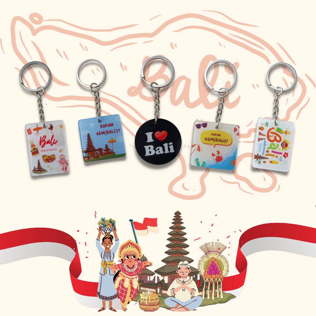 Gantungan Kunci Bali Bahan Akrilik / Souvenir Bali / Oleh-oleh Bali