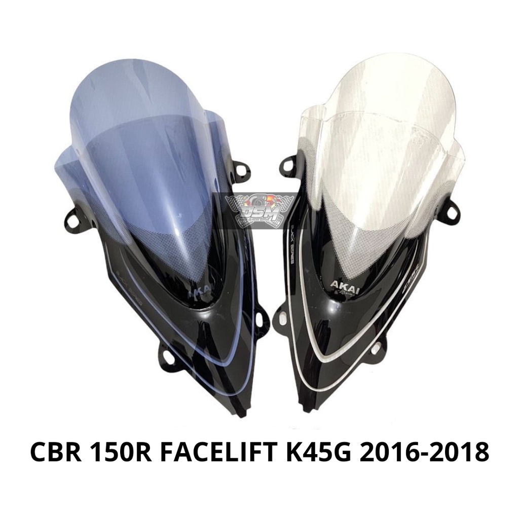 Visor Cbr 150r Facelift K45G 2016-2018 Windshield Cbr 150r Facelift K45G 2016-2018 Akai Racing Black Series