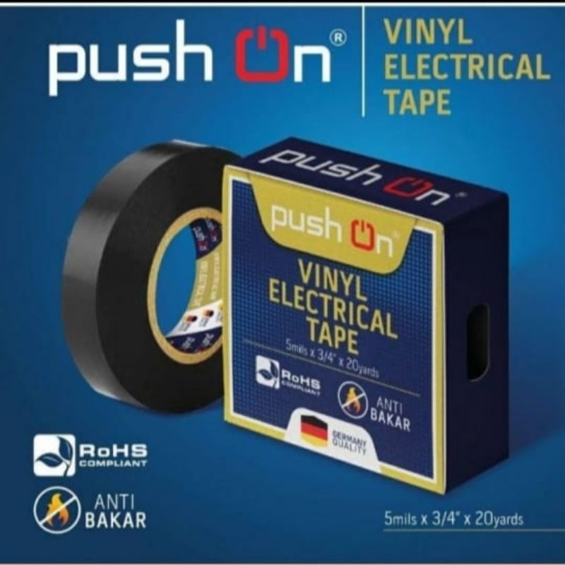 10 PC ISOLASI LISTRIK PUSH ON VINYL ELECTRICAL TAPE 5 mil X 3/4 X 20 Yards