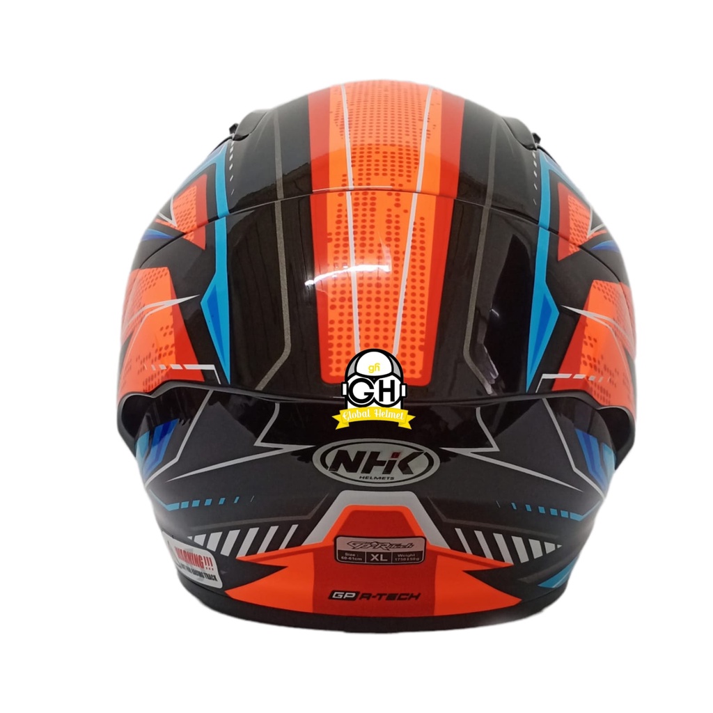 NHK HELM GPR TECH STREET SLAB BLACK ORANGE GLOSSY GP R TECH