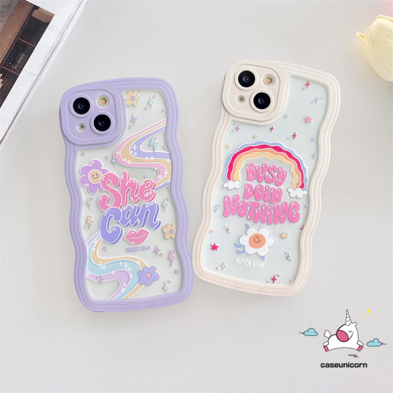 Soft Case TPU Motif Tulisan Inggris Warna-Warni Pelangi Untuk iPhone 11 6 6s 7 8 Plus 14 Plus XR 12 13 11 Pro MAX 14 Pro MAX X XS MAX SE 2020