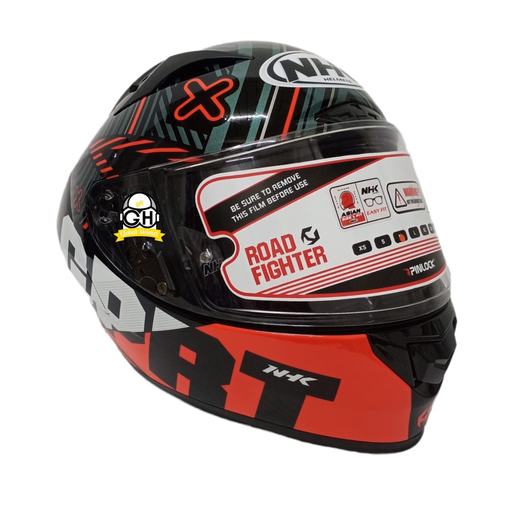 NHK HELM GPR TECH STREET TARGET BLACK RED GLOSSY GP R TECH