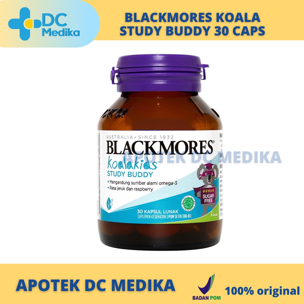Blackmores Koala Kids Study Buddy / Fruity Fishies / 30 Caps / Omega 3 / Minyak Ikan / Fish Oil / DHA / EPA / Vitamin / Suplemen / Nafsu Makan