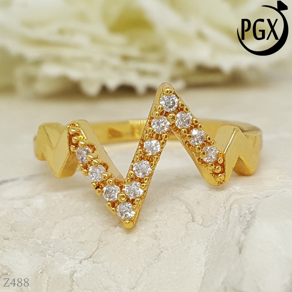 PGX Cincin Xuping Wanita Lapis Emas Aksesoris Perhiasan Fashion Premium - Z488