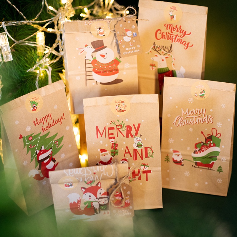 

Paper Bag Christmas Craft Paper Box Kemasan Kertas Natal Sandwich 24pc +Stiker