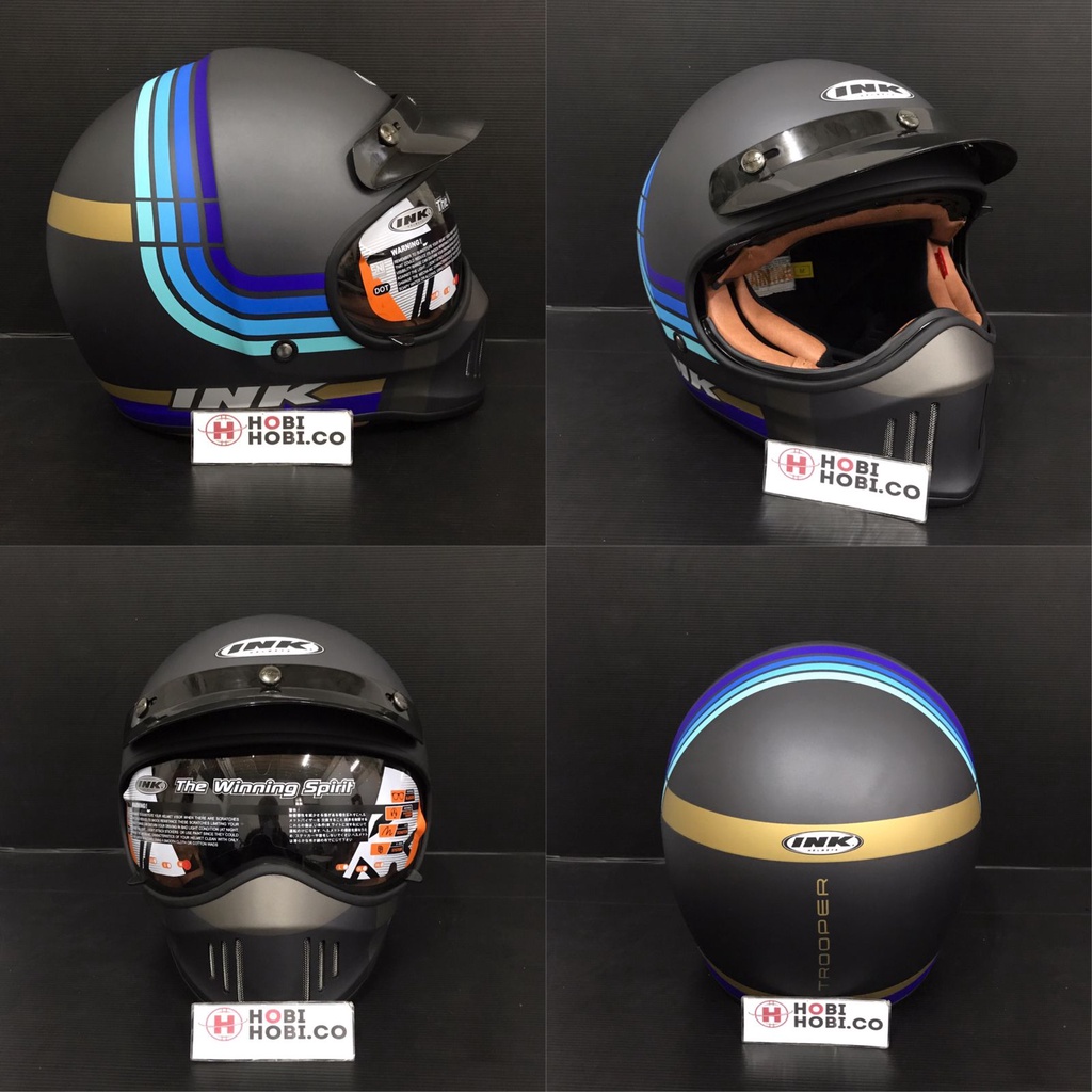 HELM INK TROOPER BORDERLINE MATT ANTHRACITE BLUE FULL FACE CLASSIC DD RING