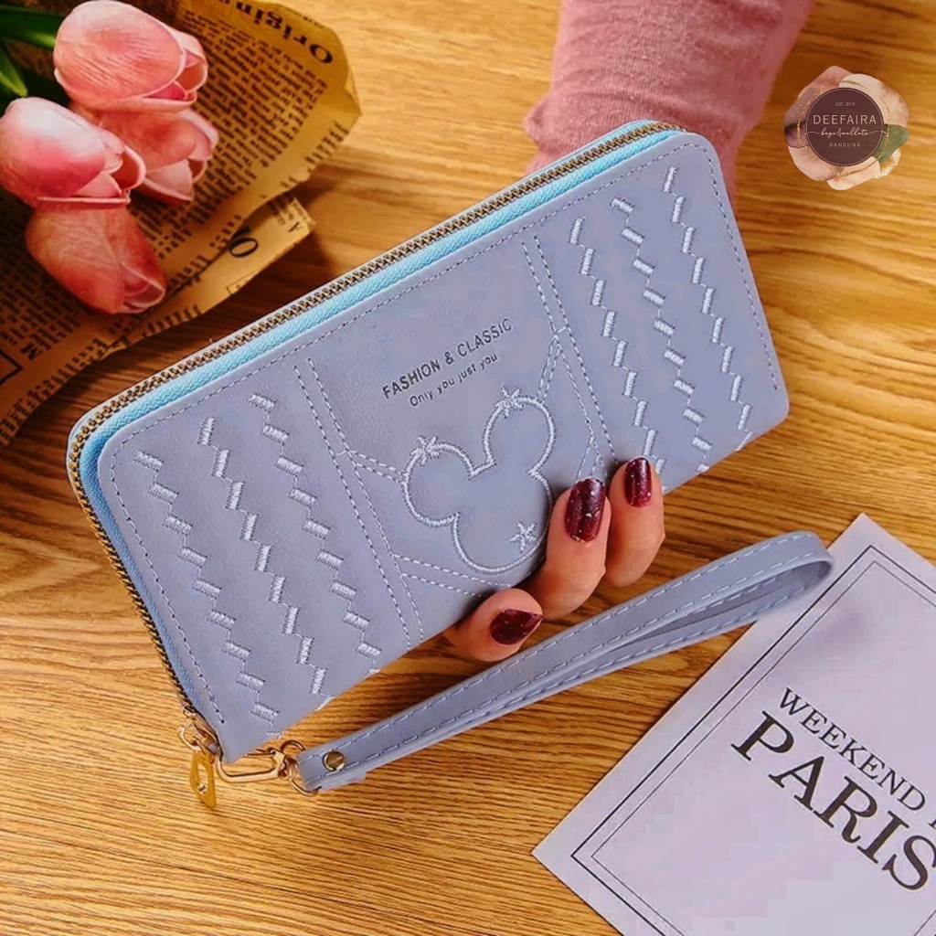 Dompet Wanita Motif Mik3y Wallet Stylish Bahan Kulit Sintetis Lembut Untuk Dipakai Jalan Jalan