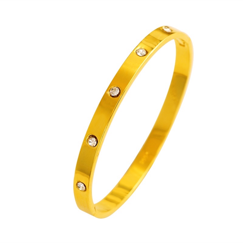 Goldkingdom Perhiasan Fashion 24K Bangkok Aksesoris Ready Stock Ins All-match Gelang Minimalis Dengan Berlian Populer Adjustable Gelang Untuk Wanita