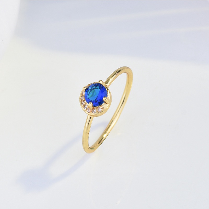 Goldkingdom Perhiasan Fashion Emas Asli Kadar 375 Bangkok Aksesoris Ready Stock Berlapis Emas Cincin Kecil Segar Set Zirkon Berlian Sangat Ramping Wanita Bulan Sabit Cincin Gaya Agete