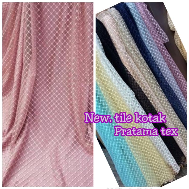 TERBARU Kain kebaya tile kotak / Kain tulle brokat kotak bordir