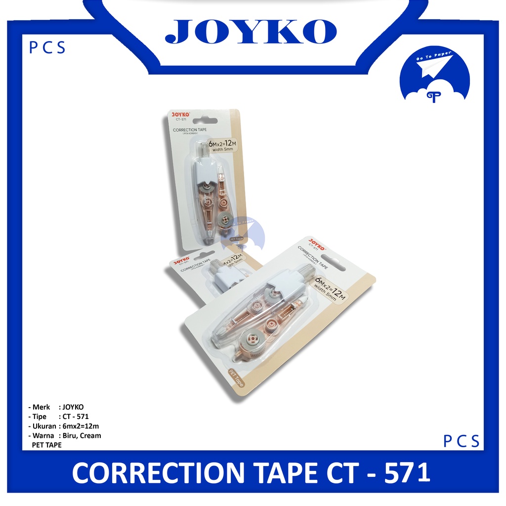 

Joyko Correction Tape Tipe-ex Kertas / Pita CT-571 12m x 5mm Pcs