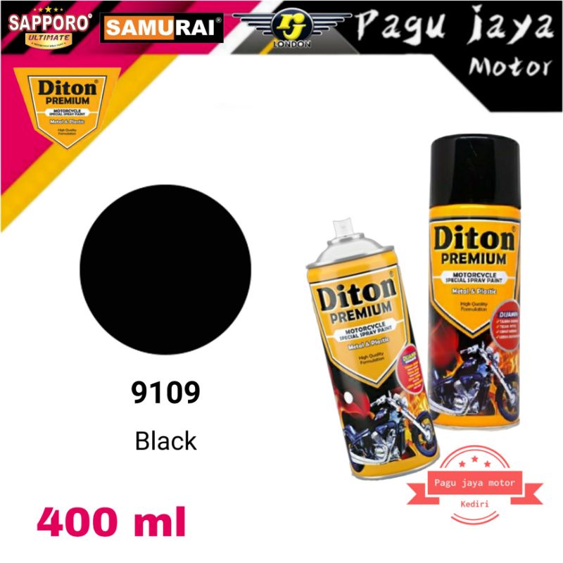 DITON PREMIUM 9109 BLACK HITAM GLOSS GLOSSY 400ml cat semprot spray paint pilok pilox