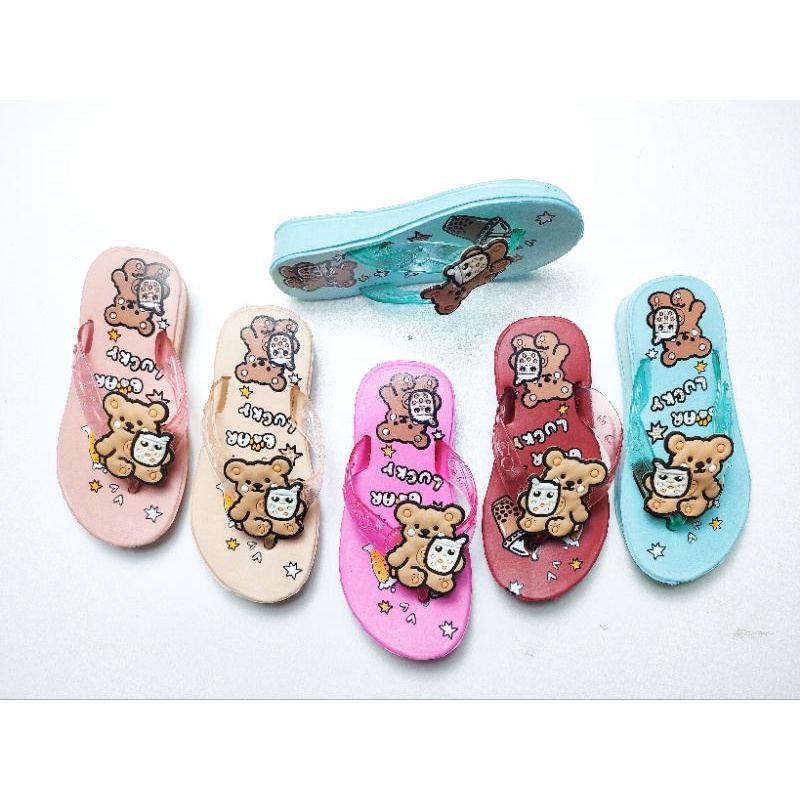 SANDAL JEPIT IMPORT ANAK BERUANG BEAR LUCKY 328-122 BONEKA TEDDY MOKAYA BAHAN KARET LENTUR EMPUK UKURAN 24-29