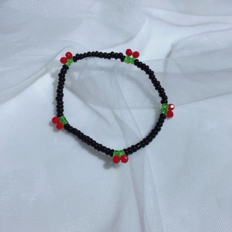 Gelang Manik Wanita Rangkai Cherry Premium Import Korean Style