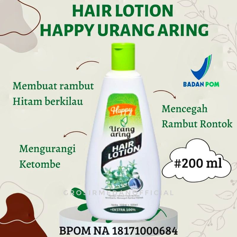 HAIR LOTION HAPPY KEMIRIKU - MINYAK RAMBUT KEMIRI DAN URANG ARING - MEMBUAT RAMBUT HITAM, TEBAL, LEMBUT, SEHAT BERKILAU DAN MUDAH DIATUR