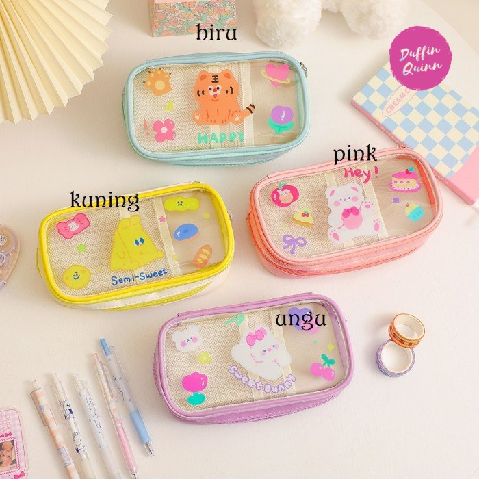

Kotak pensil transaparan ATK06 korea style tempat pen case