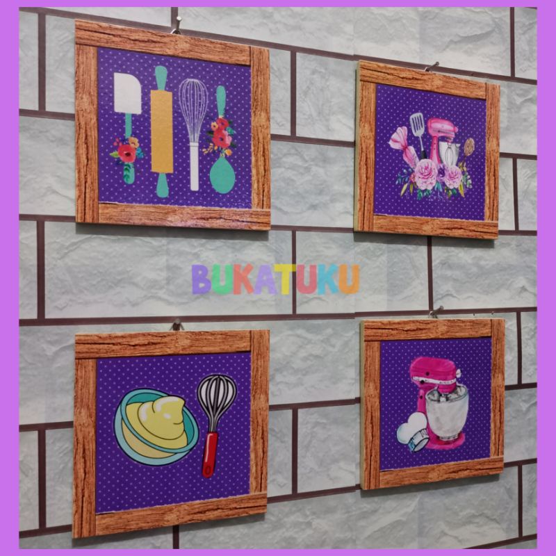 WALLDECOR HIASAN DINDING DEKORASI DAPUR UNGU 4 PCS