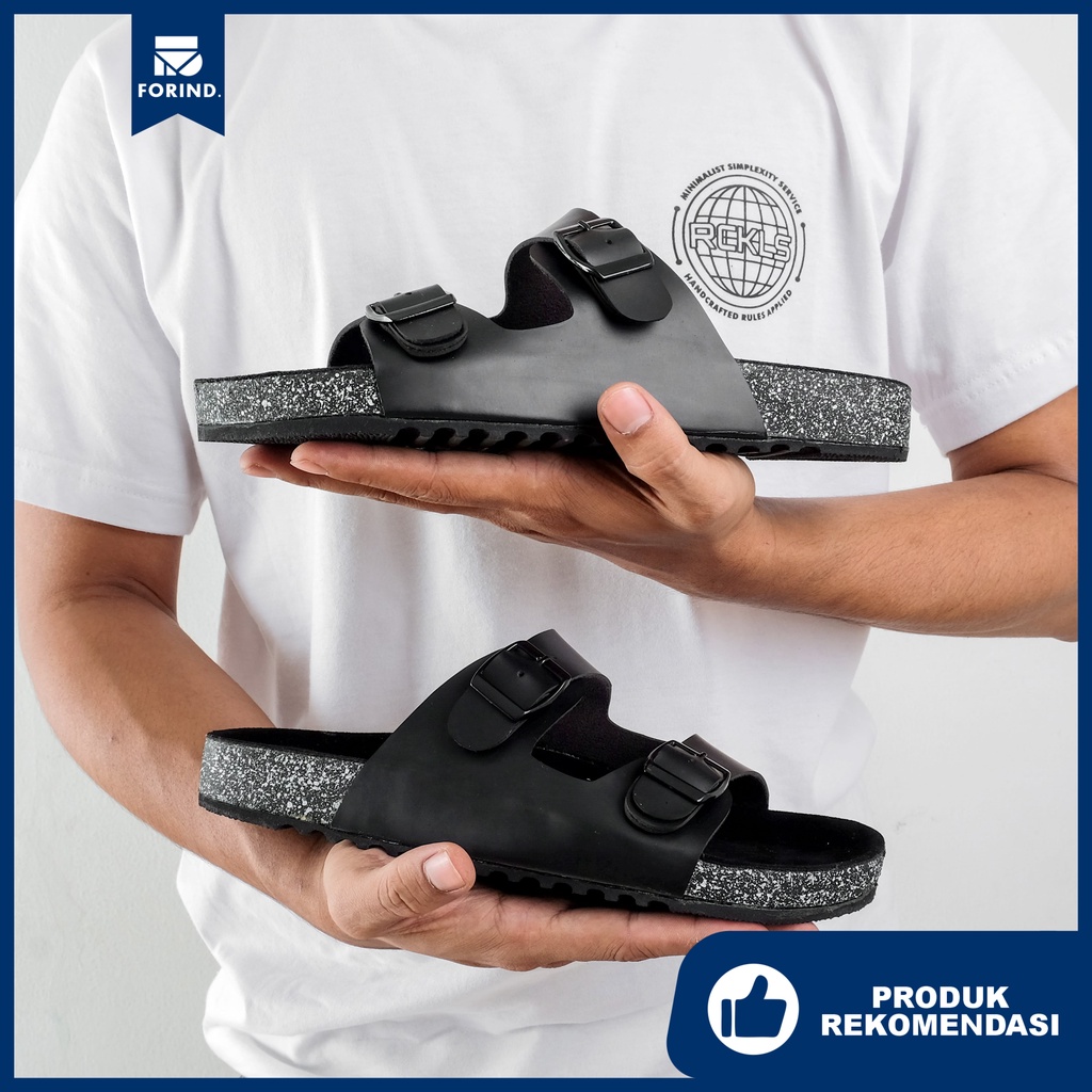 Kane Black | Sendal Original Jepit Kulit Santai Kasual Pria Cowok Sandal Footwear | FORIND x ARF