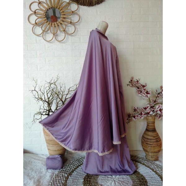 Mukena Armany Silk Polos 2 in 1 Dewasa Resleting dagu Free Tas Koper (mukena Ria Ricis)