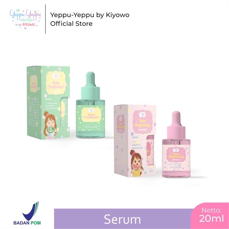 BPOM Serum Wajah Hello Brightening / Acne Treatment 20ml Yeppu Yeppu By Kiyowo / Serum Wajah Yeppu Yeppu Skincare