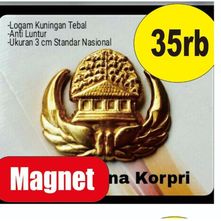 LANGSUNG ORDER X8824 Pin Korpri - Magnet - Kuningan Asli - Anti Luntur Selamanya ヹ