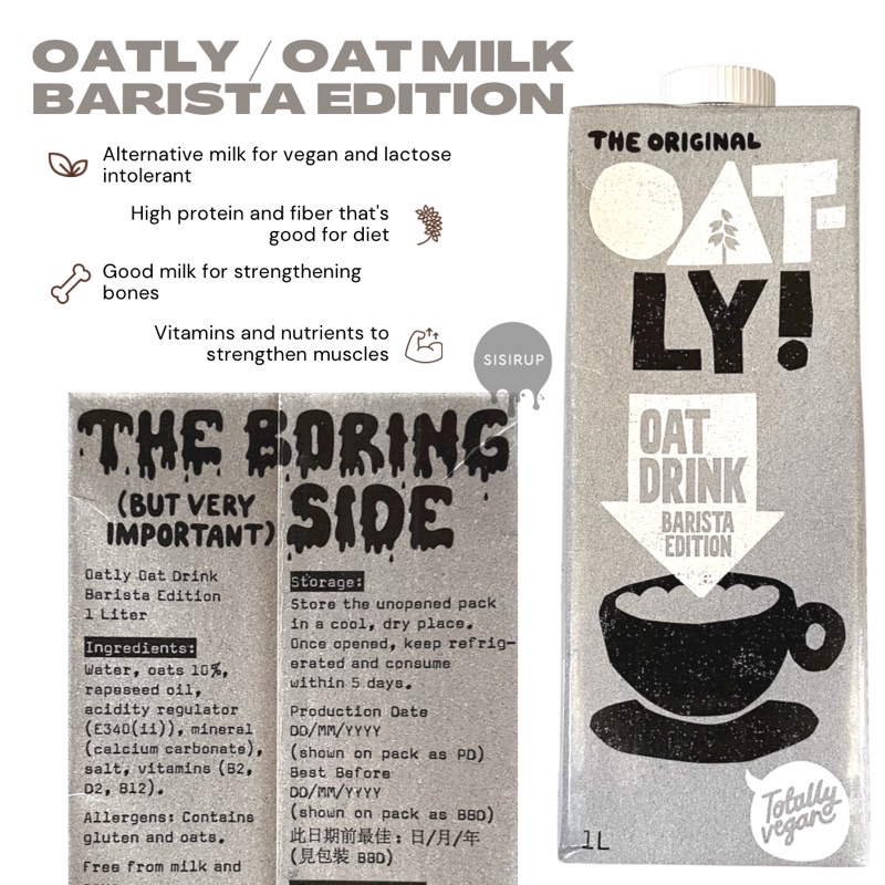 OATLY / Susu Oat / Oat Milk / Susu Gandum Vegan Lactose