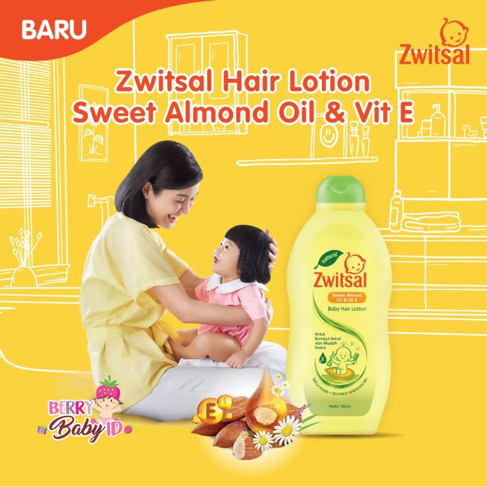 Zwitsal Baby Hair Lotion Sweet Almond Oil &amp; Vit E Losion Rambut Bayi Berry Mart
