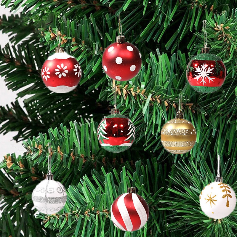 Christmas Home Decoration Products / 6 Pcs 6CM Christmas Ball Ornaments For Xmas Tree / Snowflake Stripe Dot Red Christmas Tree Hanging Pendant / Festive Party Decorative Supplies