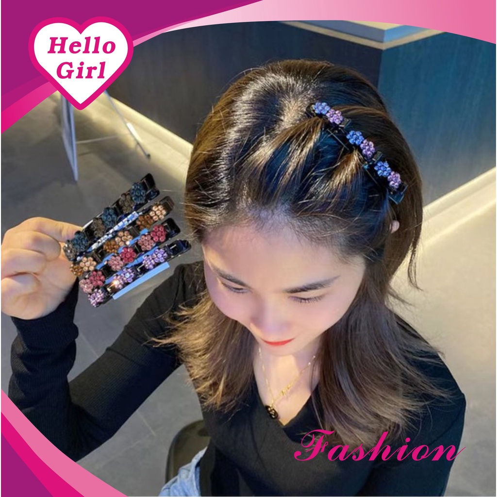 (Hello Girl) F158 Jepit Rambut Poni Cantik Model Bunga Permata Gaya Kekinian Import