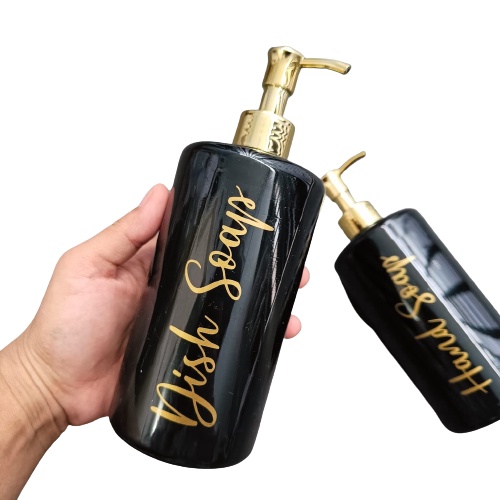 Botol Sabun Cair Pump Hitam Gold Silver Aesthetic 500ml Luxury botol HITAM GLOSSY 500ml gold LUXURY. aesthetic bottle minimalist refill organizer tempat sabun cair pump estetik