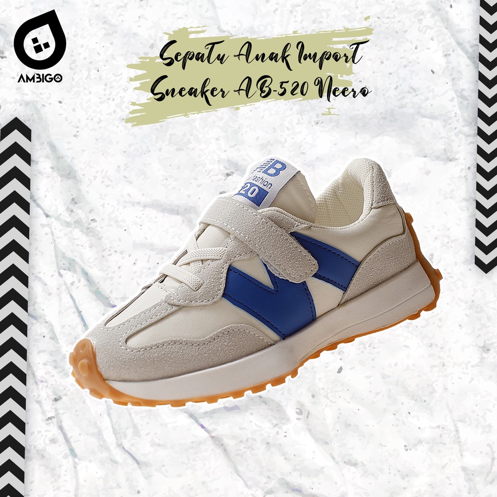 Sepatu Anak Laki Laki Sneaker Anak Perempuan AB-520 NEERO Sepatu Sport Anak Casual Import