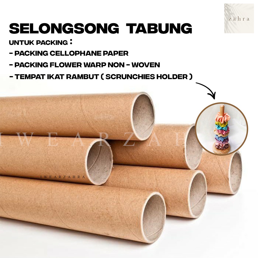 SELONGSONG TABUNG KARTON - Packing Cellophane Paper Flower Wrap Nonwoven Packaging Extra Pembungkus Tempat Kertas Tisu Buket Bunga Hampers Ikat Rambut Scrunchie Kunciran Multifungsi