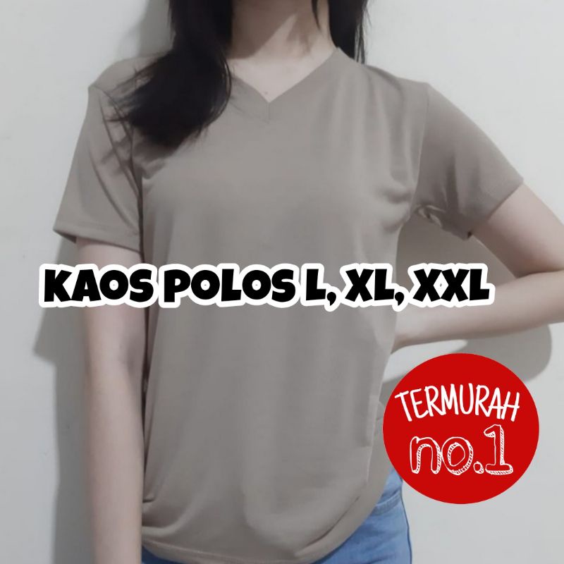 Kaos polos wanita L, XL, XXL| KAOS V-NECK /Kaos leher v wanita