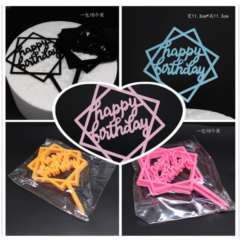 Cake Topper Akrilik Happy Birthday  / Hiasan Kue Ulang Tahun