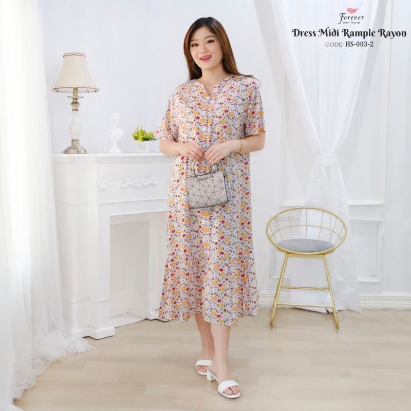 Dress Midi Homedress FOREVER SWEET Rayon HS-003-2/baju wanita/branded/rampel/drees/style kore