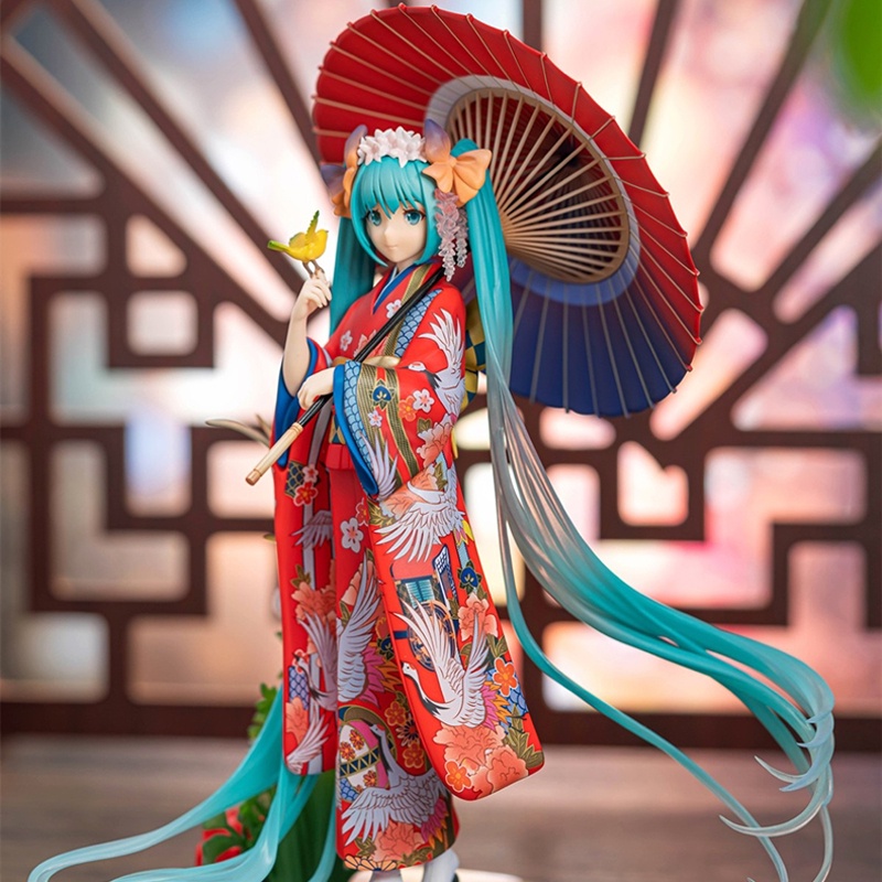 Mainan Action Figure Hatsune Miku Versi Kimono Bahan PVC Untuk Dekorasi Mobil