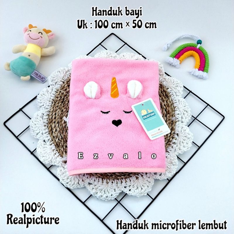 HB-04 Handuk bayi 3D kuping microfiber lembut 100cmx50cm