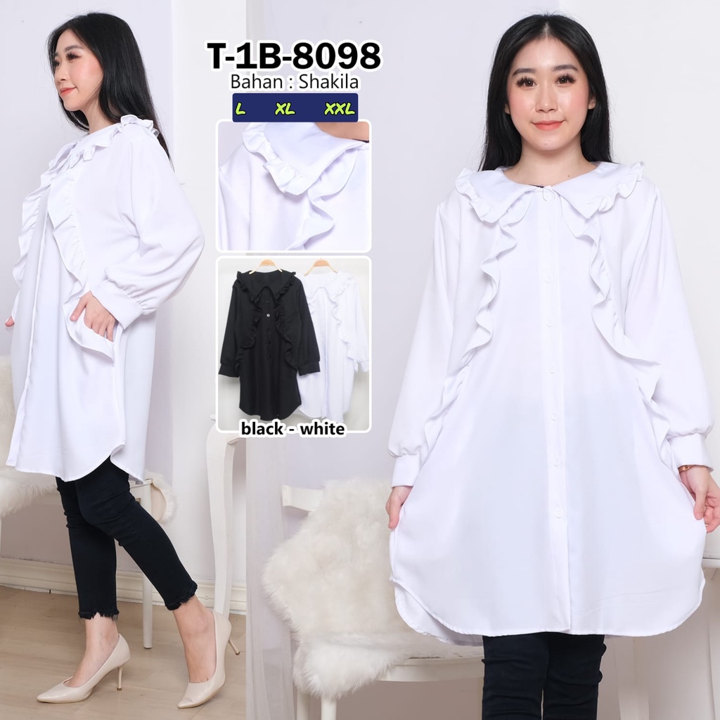 Clachella Baju Tunik Motif Polos, Baju Atasan Wanita T1B8098