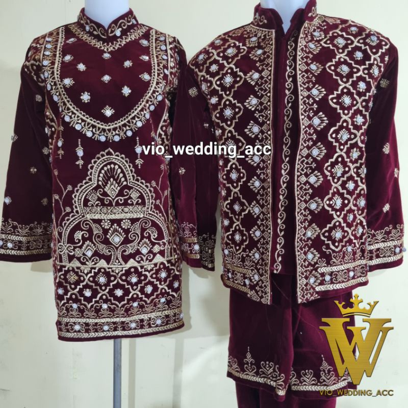 Baju pengantin bludru super Bordir