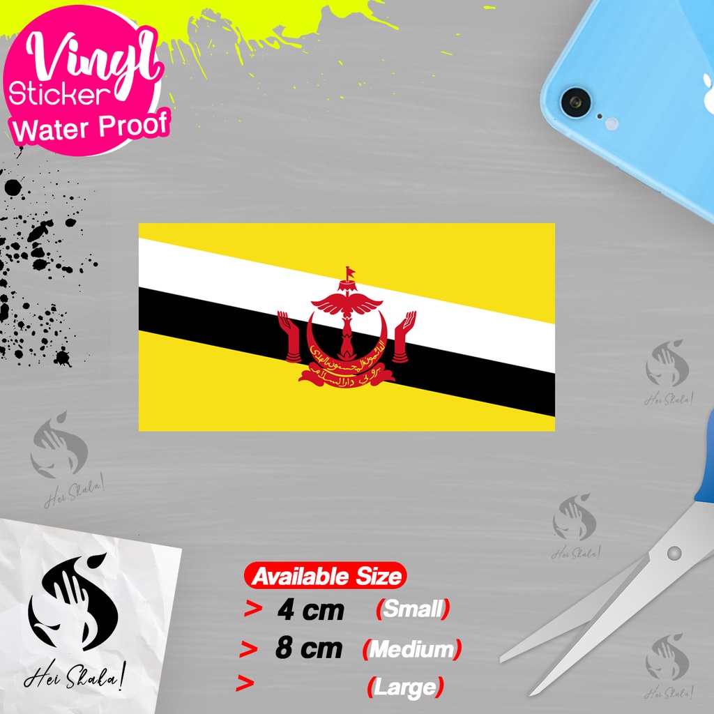 

Stiker Brunei Darussalam Sticker Vinyl Satuaan Motif Bendera Negara Dunia Bahan Anti Air