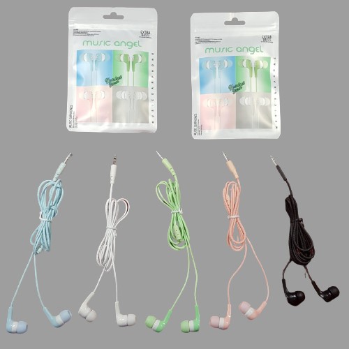 Handsfree Headset Music Angel Macaron Mate Color Hifi Extra Bass Earphone QP-006