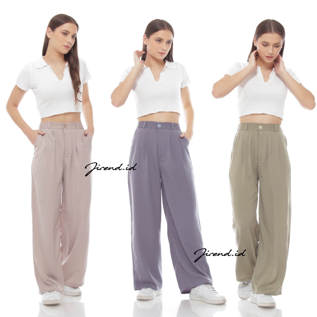 CELANA KULOT HIGHWAIST LOOSE PANTS PANJANG/ KULOT POLYESTER ANTI KUSUT