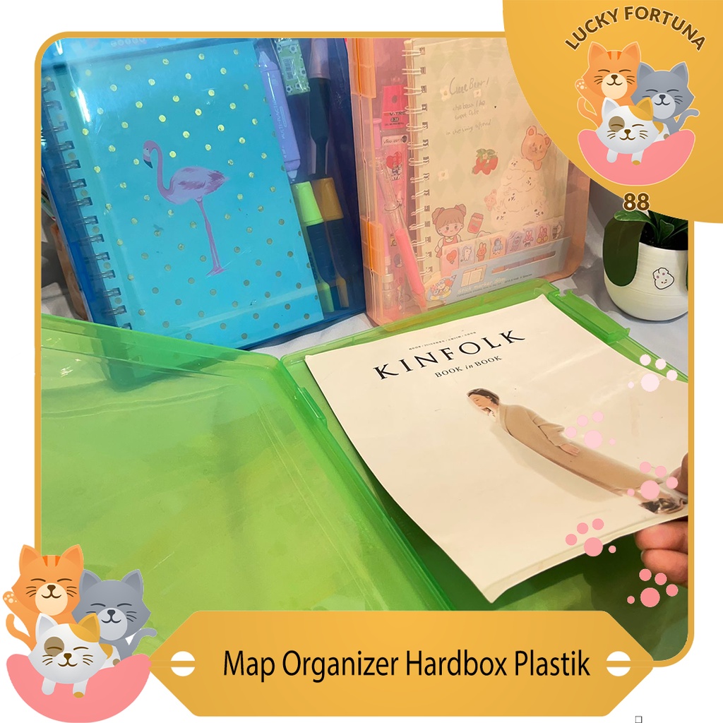 

[LuckyFortuna88] Map Organizer HardBox Plastik Ukuran A5 Folder Organizer kertas A5 Lucu murah termurah Map folder lucu murah