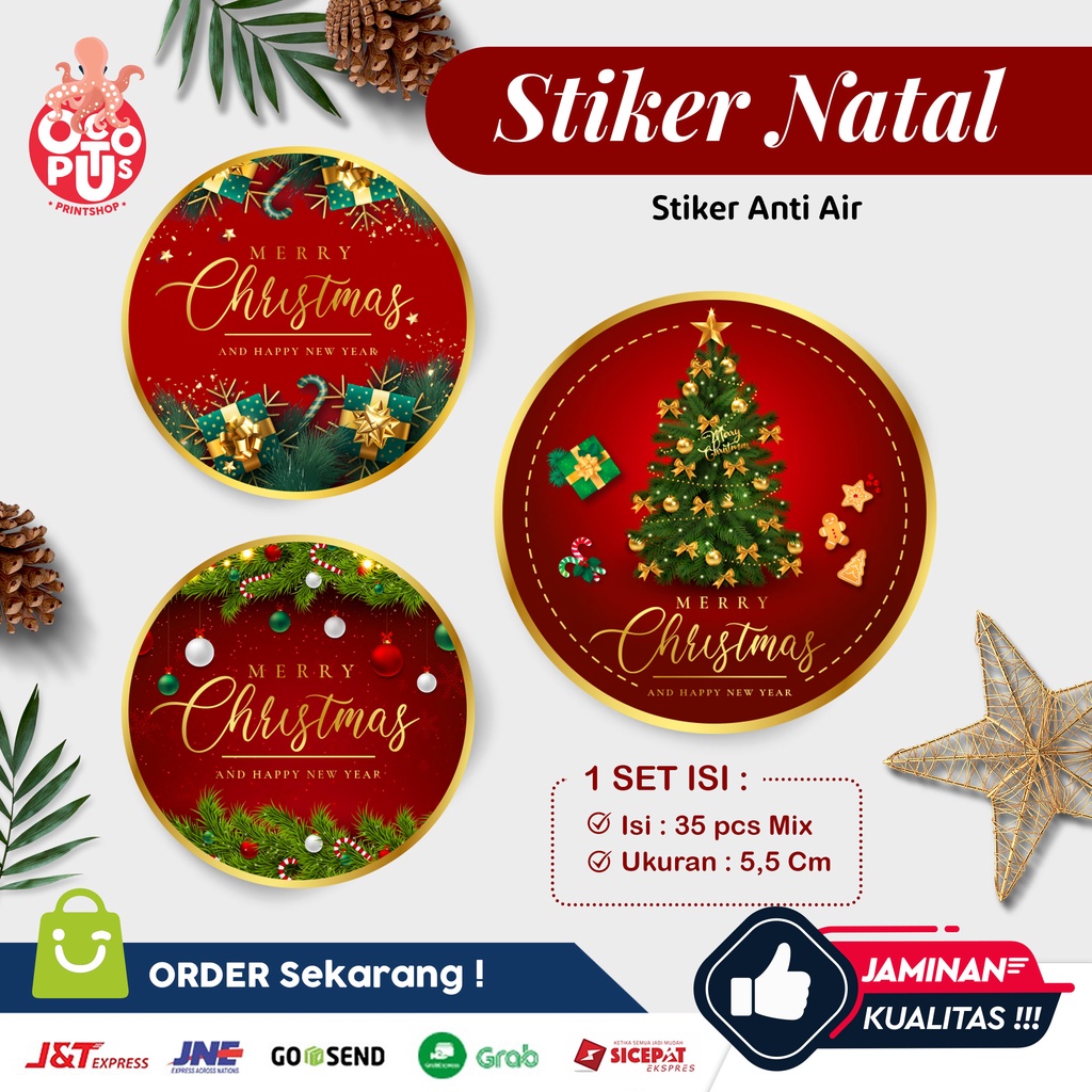 

35 PCS Stiker Toples Natal Premium - Stiker Toples Natal Lucu - Label Toples Natal - Stiker Natal Premium UKURAN 6X6CM