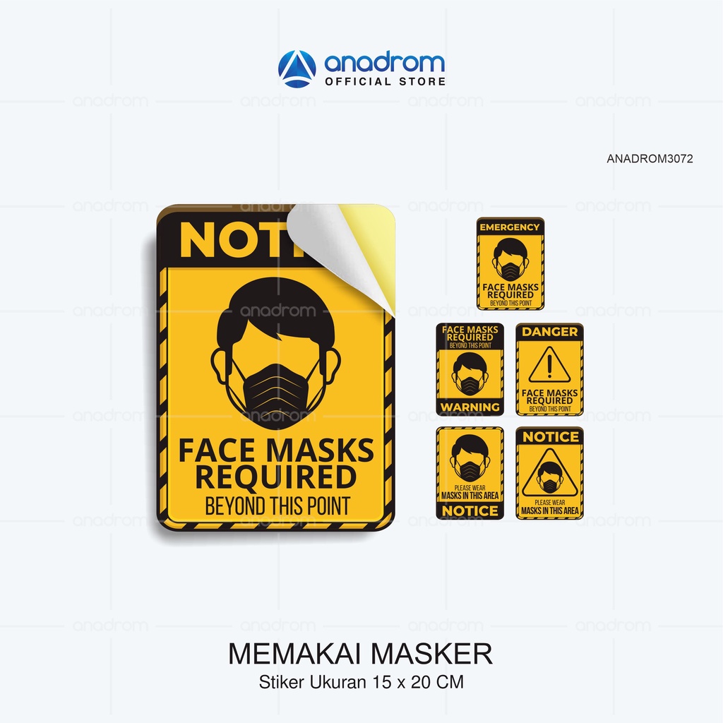 

Stiker Himbauan Memakai Masker - Kuning/Hitam | Use Mask Decal | Anadrom 3072