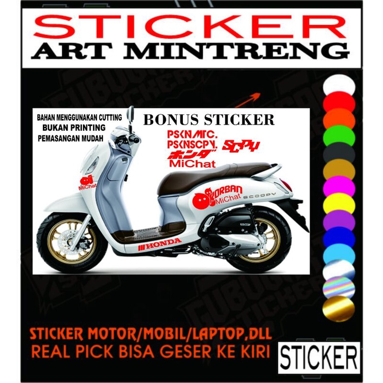 Sticker variasi scoopy michat lucu bahan cutting