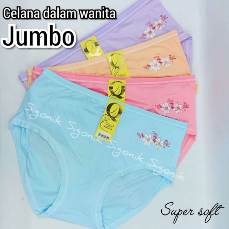 CD Celana Dalam Wanita Jumbo Super Soft Huayiting XXXXL 4XL 5L Kode 5081 Big Size Cewek Perempuan Lembut Melar Motif Bunga Warna Random Pakaian Dalaman Sigonik