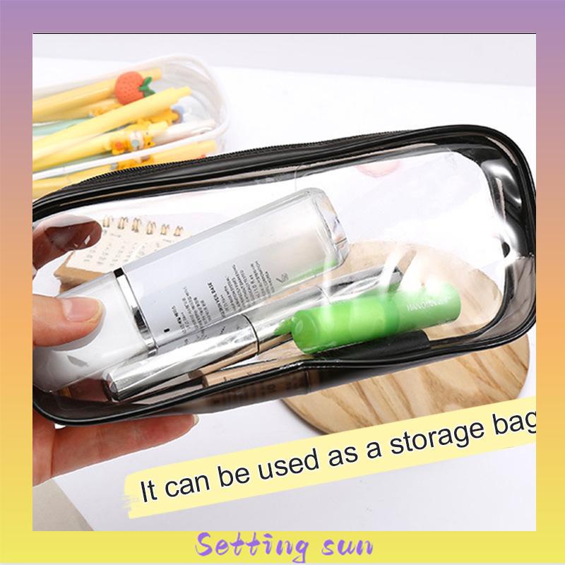 Decompression Primary Middle School Students Competition Rotating Pen Can Write Student Rotating PenTransparent PVC Student Stationery Zipper Pen Bag Travel Portable Toiletry Makeup Storage Bag TN