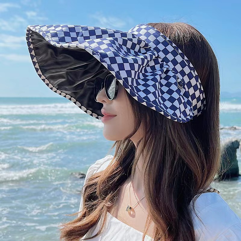 (Hello Girl) MZ26 Topi Anti UV Motif Catur Kekinian Gaya Korea Import