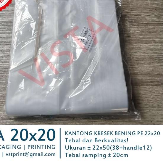 

Kantong Kresek Keresek Plastik PE Bening Ukuran DUS 20x20 isi 50 TEBAL